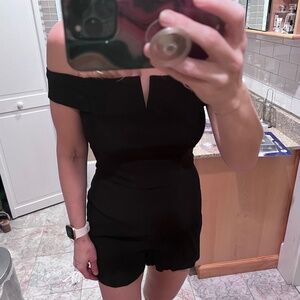 ASOS black off-the-shoulder romper